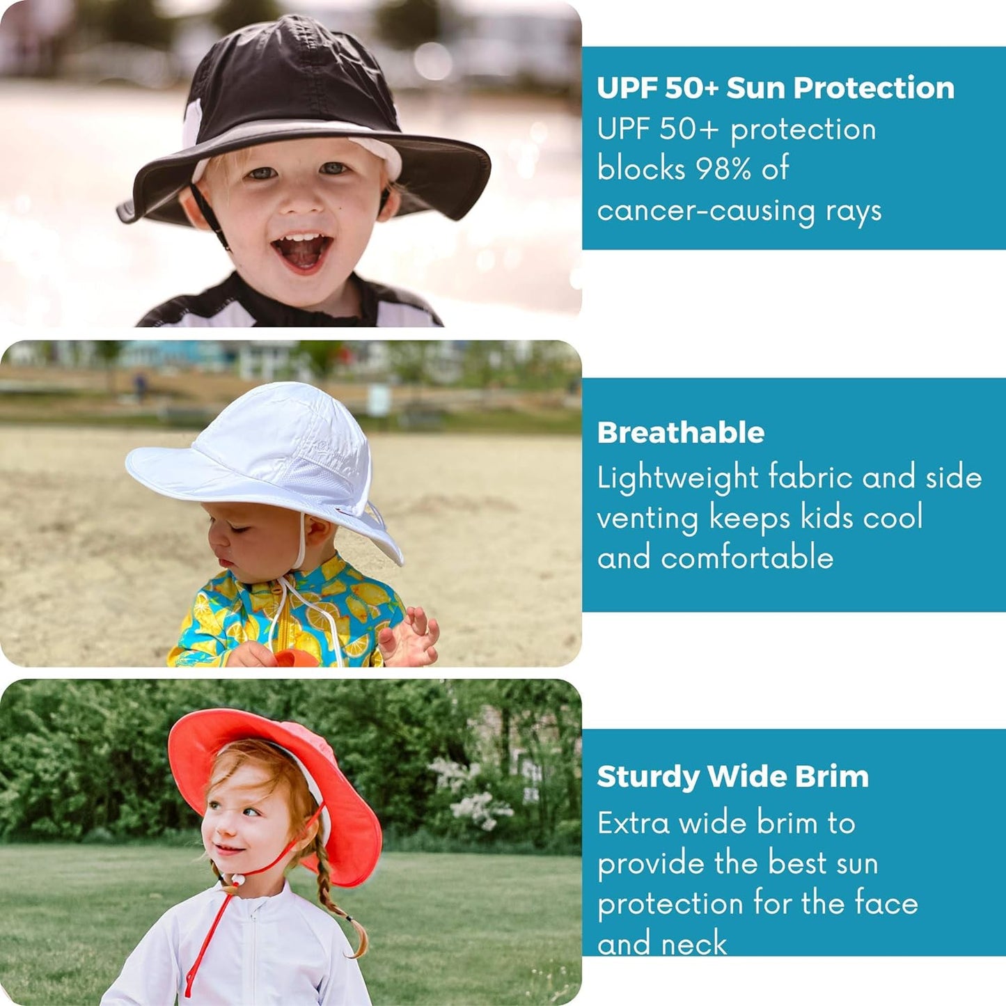 Wide Brim Sun Hat | UPF 50+ Protection for Baby, Toddler, and Kids