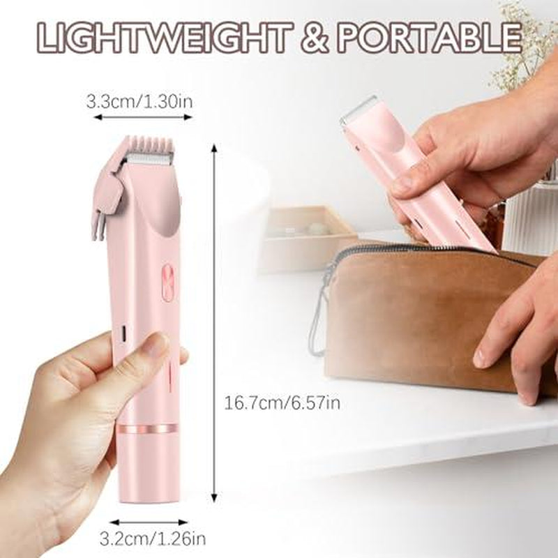 LEHOM Bikini Trimmer for Women, Electric Shaver and Razor Rechargeable 2 in 1 Body & Facial Hair Removal, IPX7 Waterproof Wet & Dry Use Dual-Head Trimmer for Women, Valentine'S Day Gift