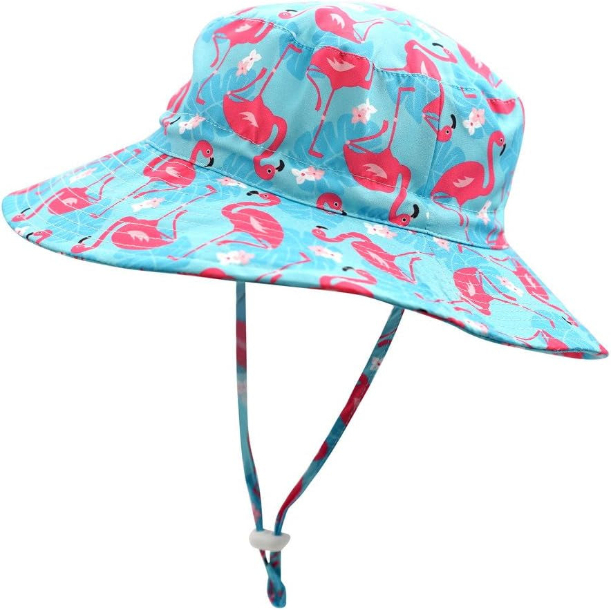 UPF50+ Wide Brim Kids Baby Toddlers Sun Hat Boys Girls Sun Protection Hat Zoo Shark Beach Bucket Hat Swim Safari