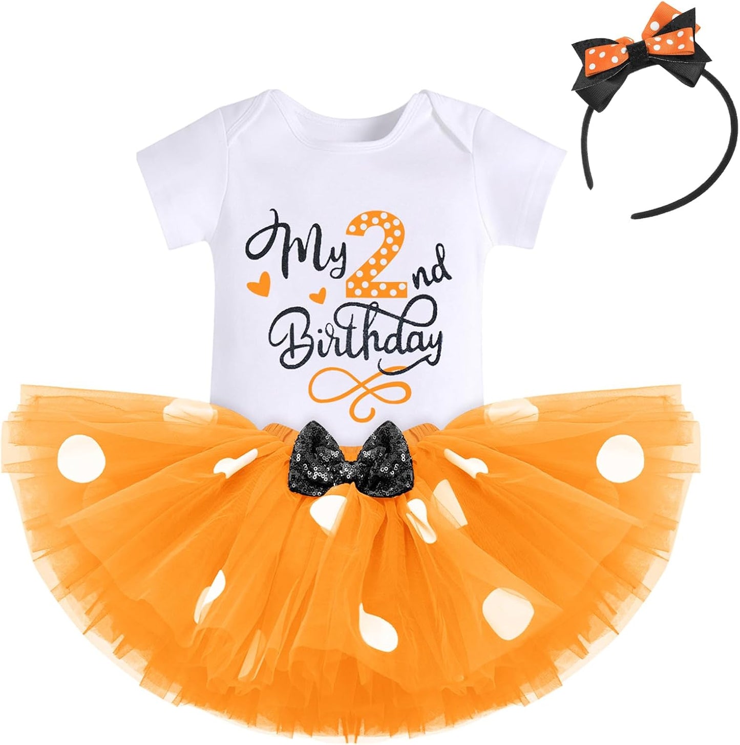 Baby Girls One 1St 2Nd 3Rd Birthday Outfit Polka Dots Romper Tutu Dress Headband Princess Skirt Set Photo Shoot