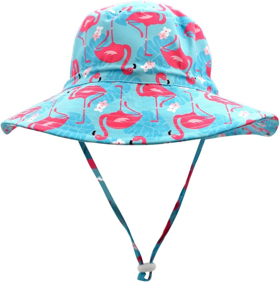 UPF50+ Wide Brim Kids Baby Toddlers Sun Hat Boys Girls Sun Protection Hat Zoo Shark Beach Bucket Hat Swim Safari