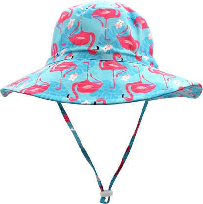 UPF50+ Wide Brim Kids Baby Toddlers Sun Hat Boys Girls Sun Protection Hat Zoo Shark Beach Bucket Hat Swim Safari