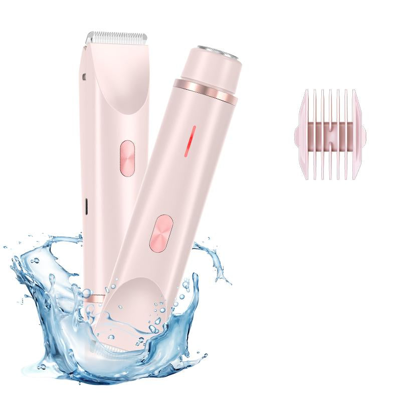 LEHOM Bikini Trimmer for Women, Electric Shaver and Razor Rechargeable 2 in 1 Body & Facial Hair Removal, IPX7 Waterproof Wet & Dry Use Dual-Head Trimmer for Women, Valentine'S Day Gift