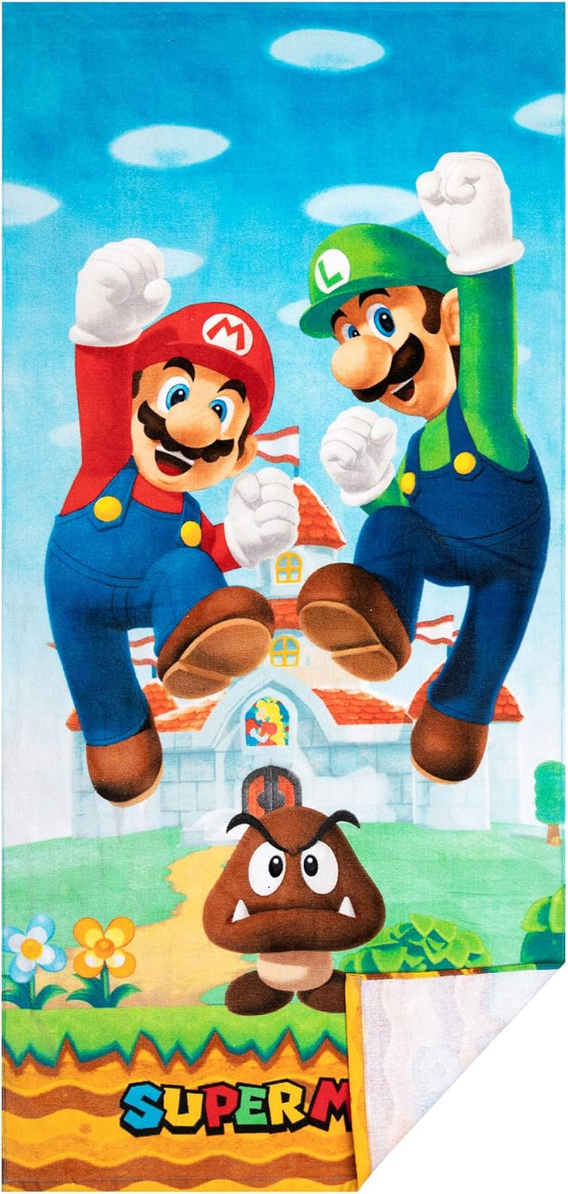 Official Nintendo Super Mario Kids' Ultra Soft Cotton Bath, Pool, and Beach Towel, 58 x 28 Inches