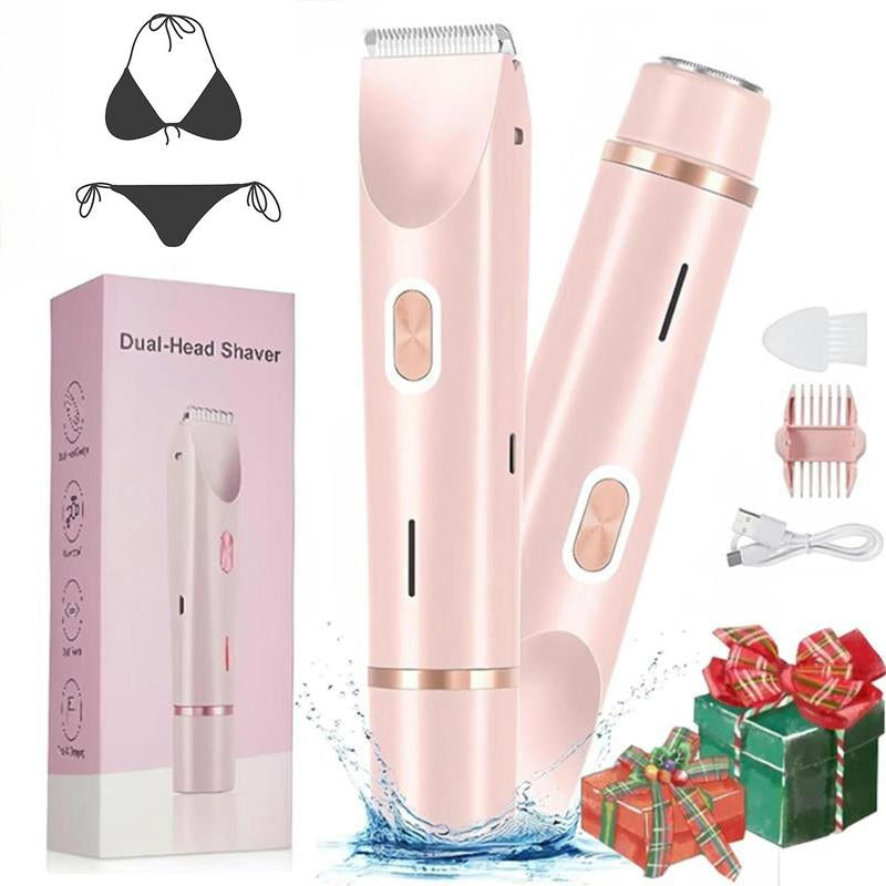 LEHOM Bikini Trimmer for Women, Electric Shaver and Razor Rechargeable 2 in 1 Body & Facial Hair Removal, IPX7 Waterproof Wet & Dry Use Dual-Head Trimmer for Women, Valentine'S Day Gift