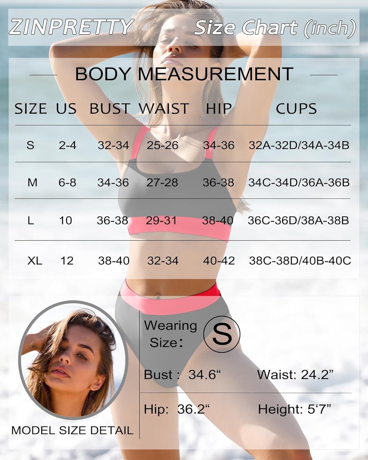 Women High Waisted Bikini Sets Color Block Swimsuits 2 Piece Bathing Suits Tummy Control Sporty Teens