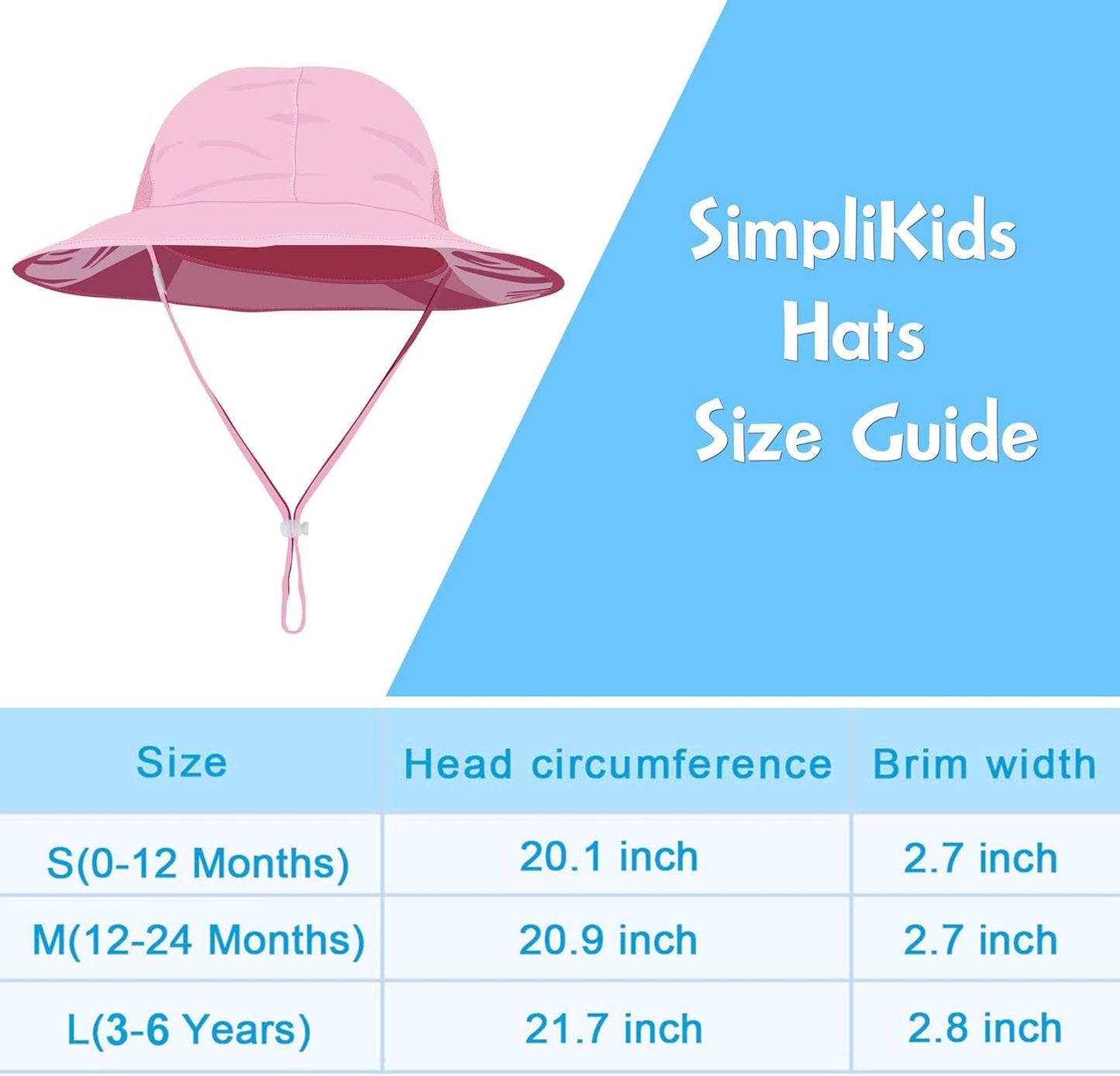 Sun Hat Baby Toddler Kids 50+ UPF Sun Protective Wide Brim Bucket Hat